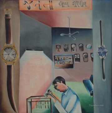 人気のインド料理 Painting - BK Janata 時計修理 インディアン